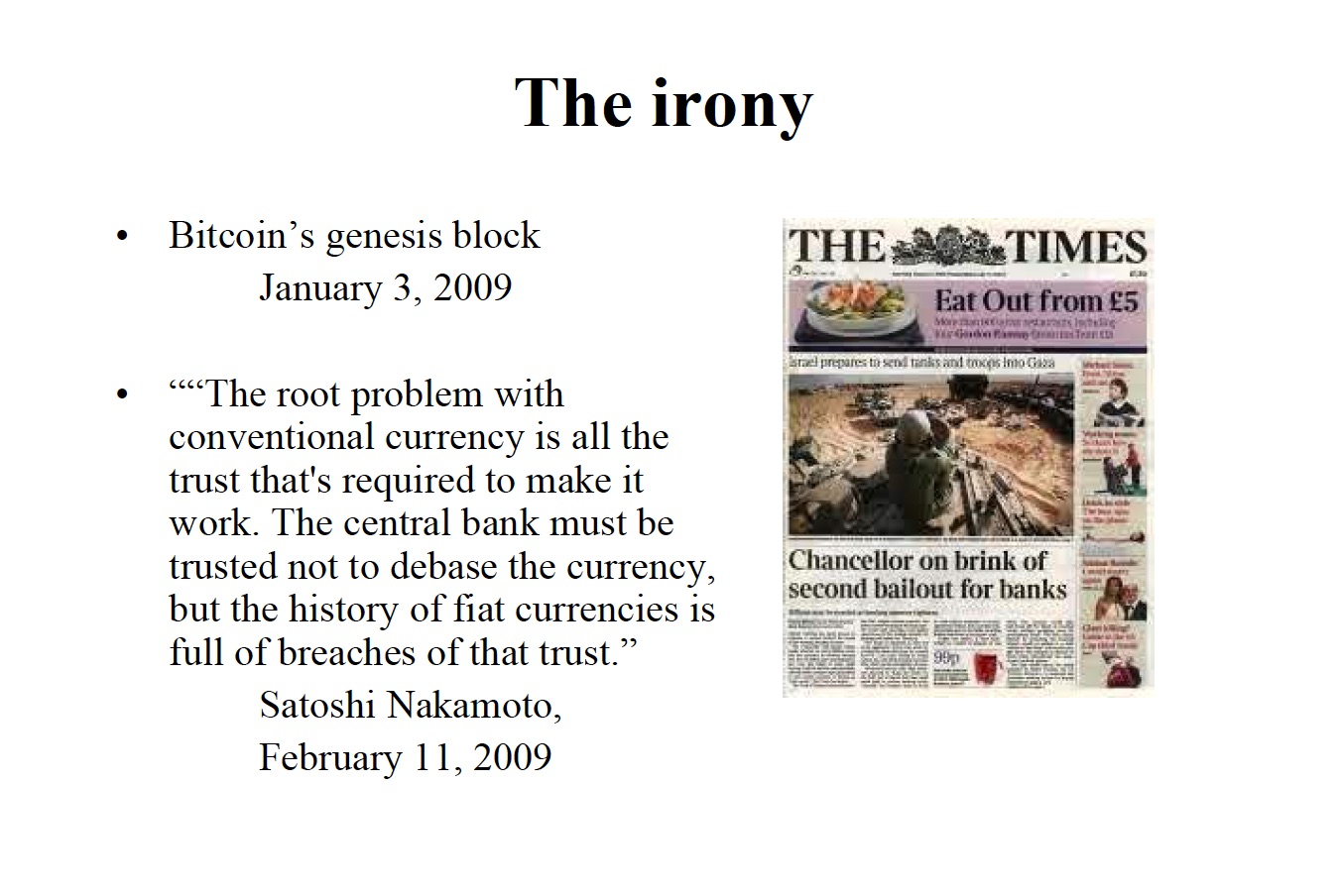 bitcoin genesis block quote